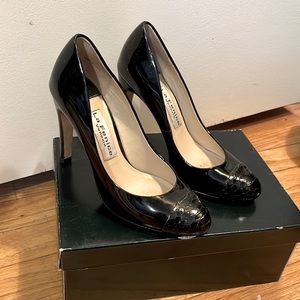 🖤LaFenice Venezia Black Patent Heels w/ Snakeskin Cap Toe🖤